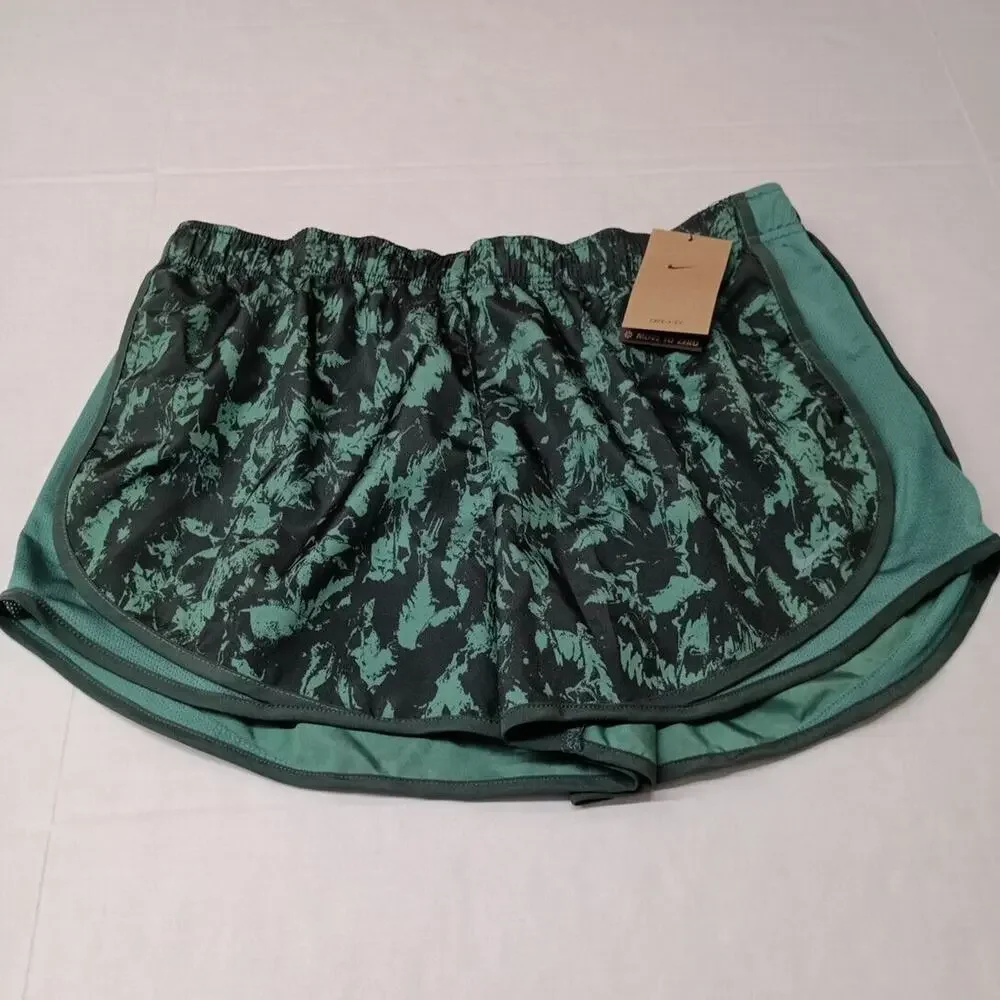 Nike One Tempo Running Shorts Women's XL XLarge Green Printed Dri-FIT FZ3482-338